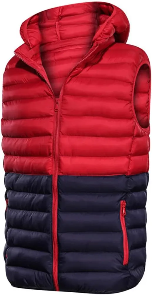 Men's Winter Lightweight Puffer Vest Sleeveless Warm Cotton Padded Waistcoat with Hooded Casual Work Vests