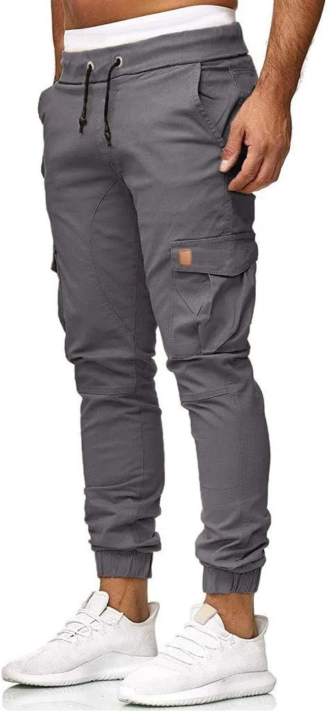 Mens Workout Cargo Sweatpants Joggers Pants Loose Fit Men's Classic-Fit Expandable-Waist Flat-Front Pant Golf Joggers