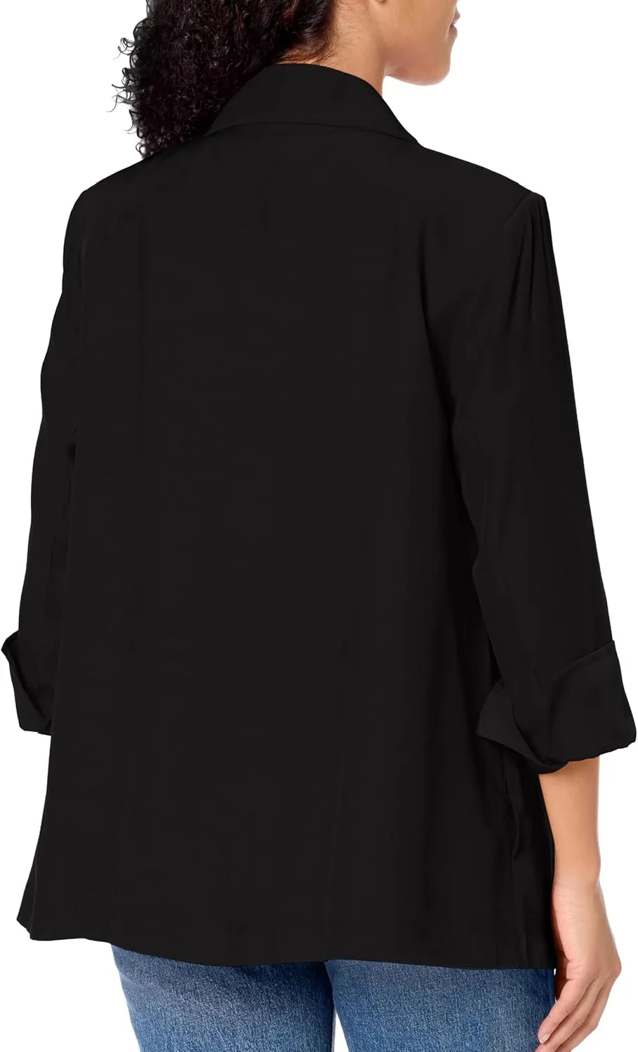 MULTIPLES Women's Turn-up Cuff Three Quarters Sleeve Open Front Lined Swing Jacket