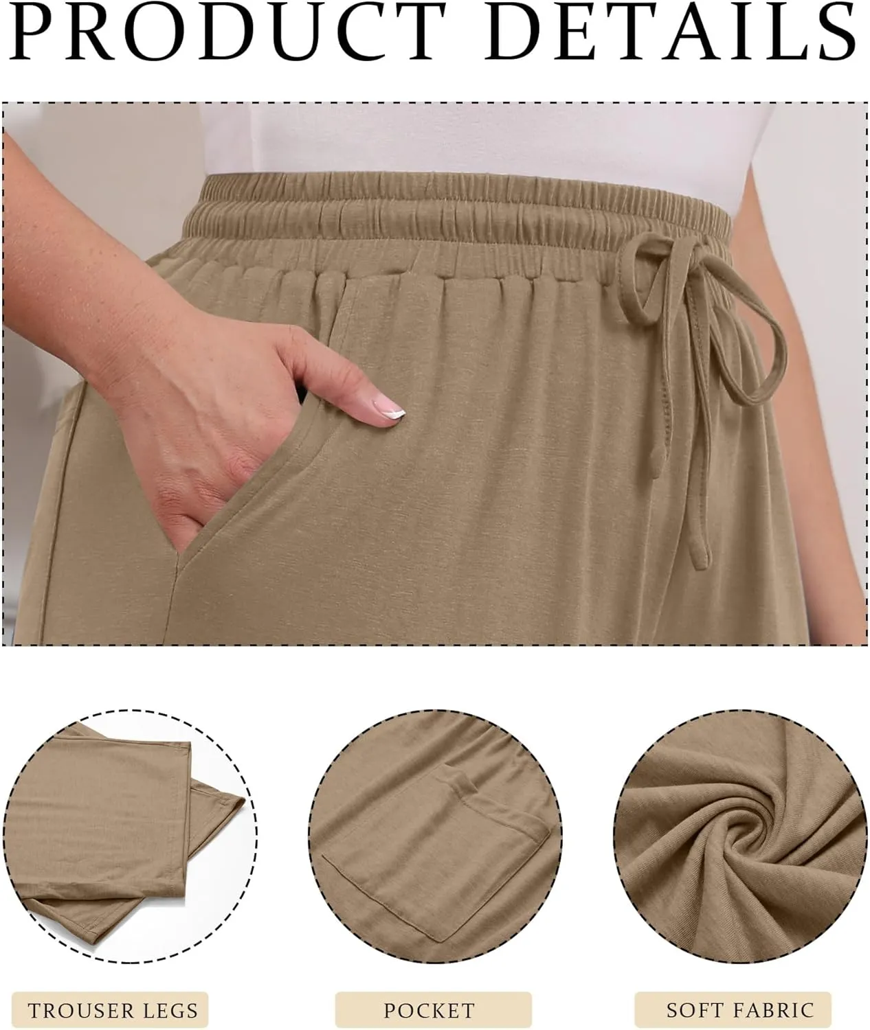 Neer 3 Pack Women's Plus Size Cotton Capris, Stretchy Wide Leg Cropped Pants with Pockets Loose Fit Lounge Pajama Sweatpants