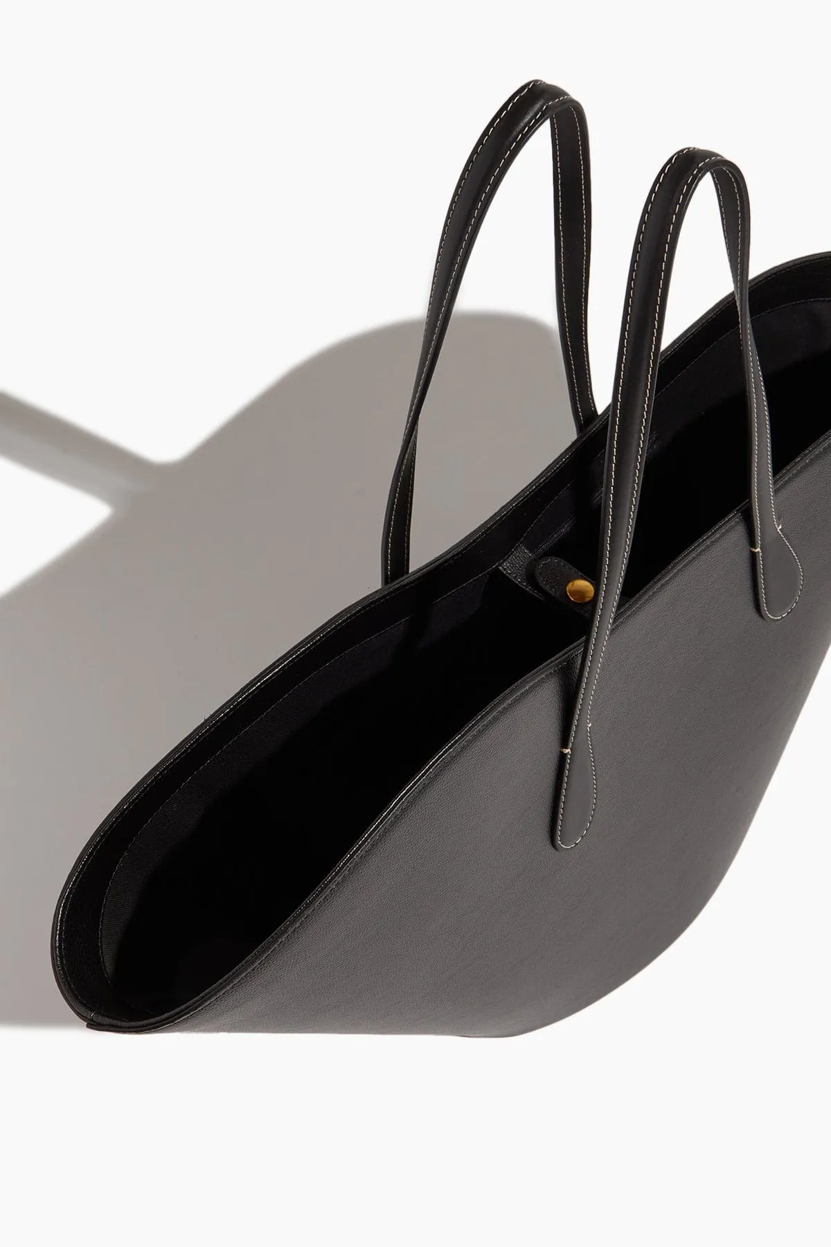 Open Tulip Large Tote in Black Leather
