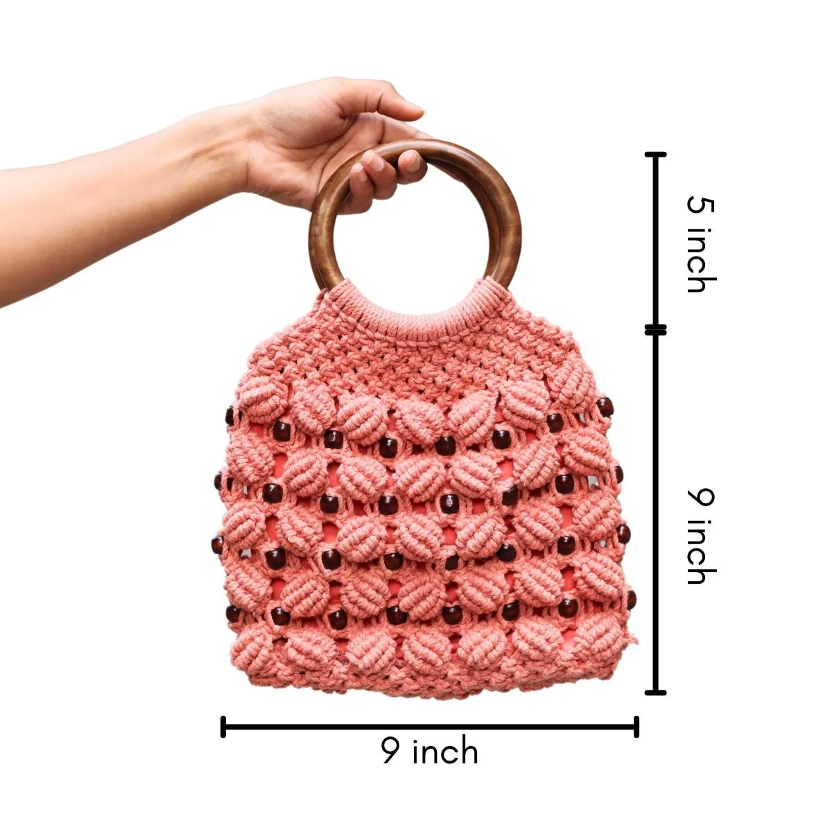Peach Ring Handmade Macrame Bag