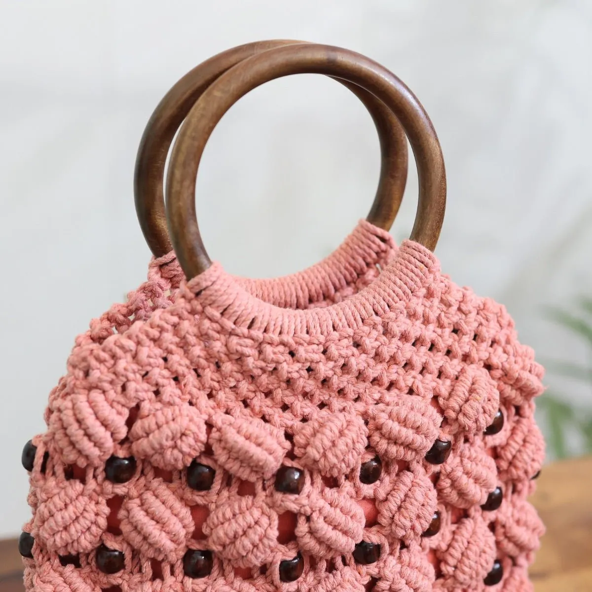 Peach Ring Handmade Macrame Bag