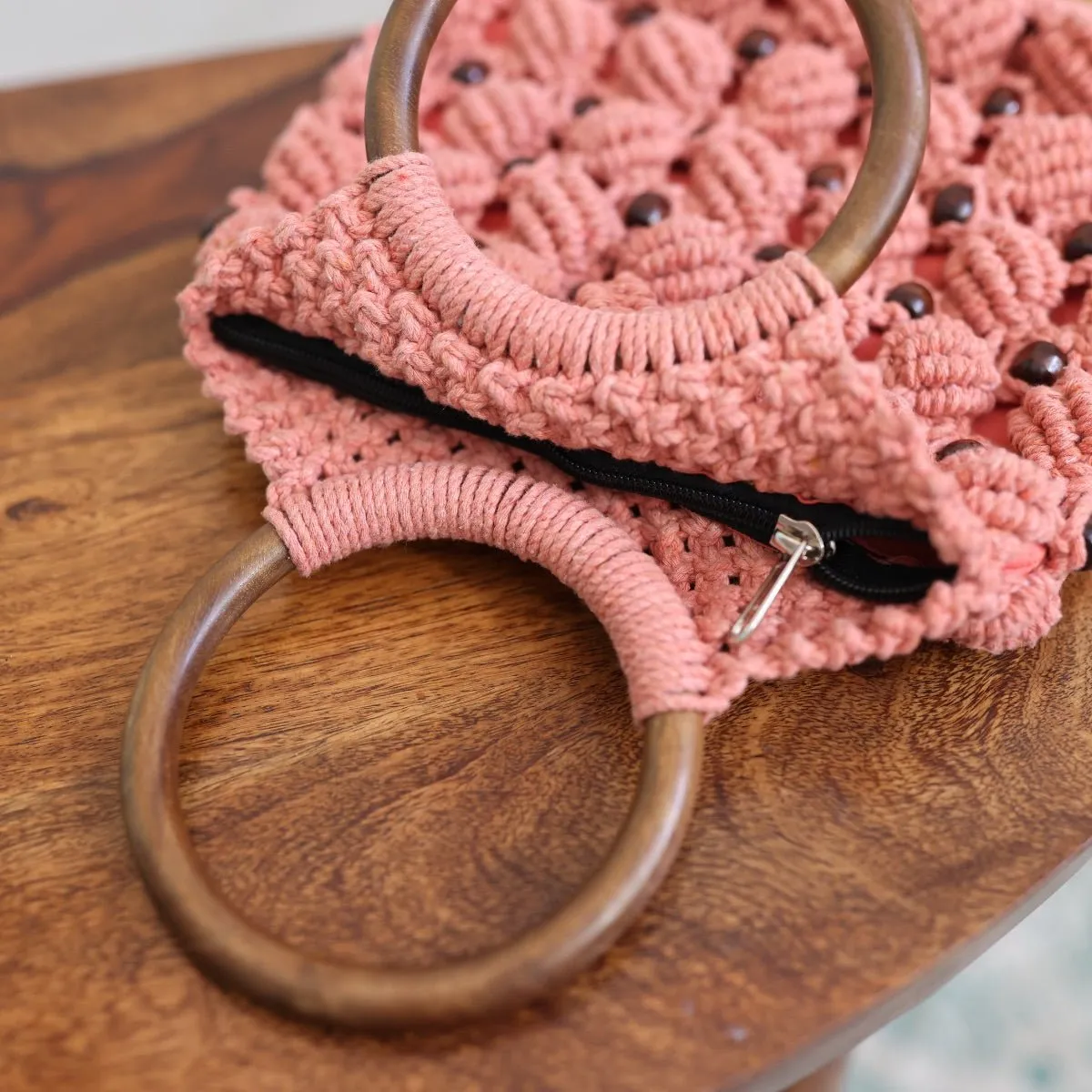 Peach Ring Handmade Macrame Bag