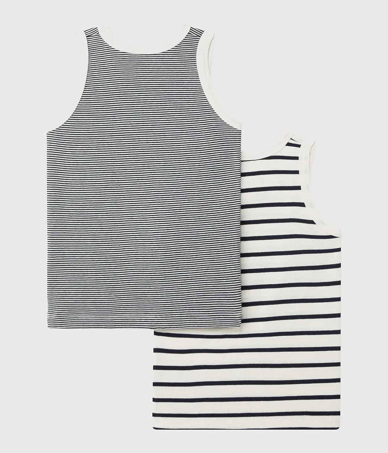Petit Bateau Boys' Pinstriped Cotton Vests Tank TOP 2-Pack Style A01DS Sizes 2-12 Years