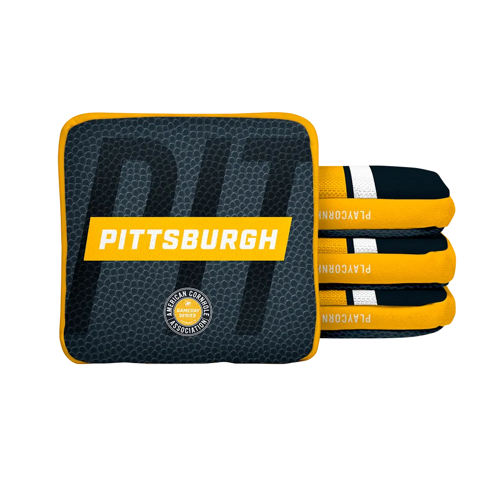 Pittsburgh Football Gameday Stripes Synergy Edge Cornhole Bags