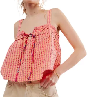 Plaid Cami Top for Women Y2K Tie Front Square Neck Camisole Summer Sleeveless Gingham Cropped Vest Cute Cami Shirt