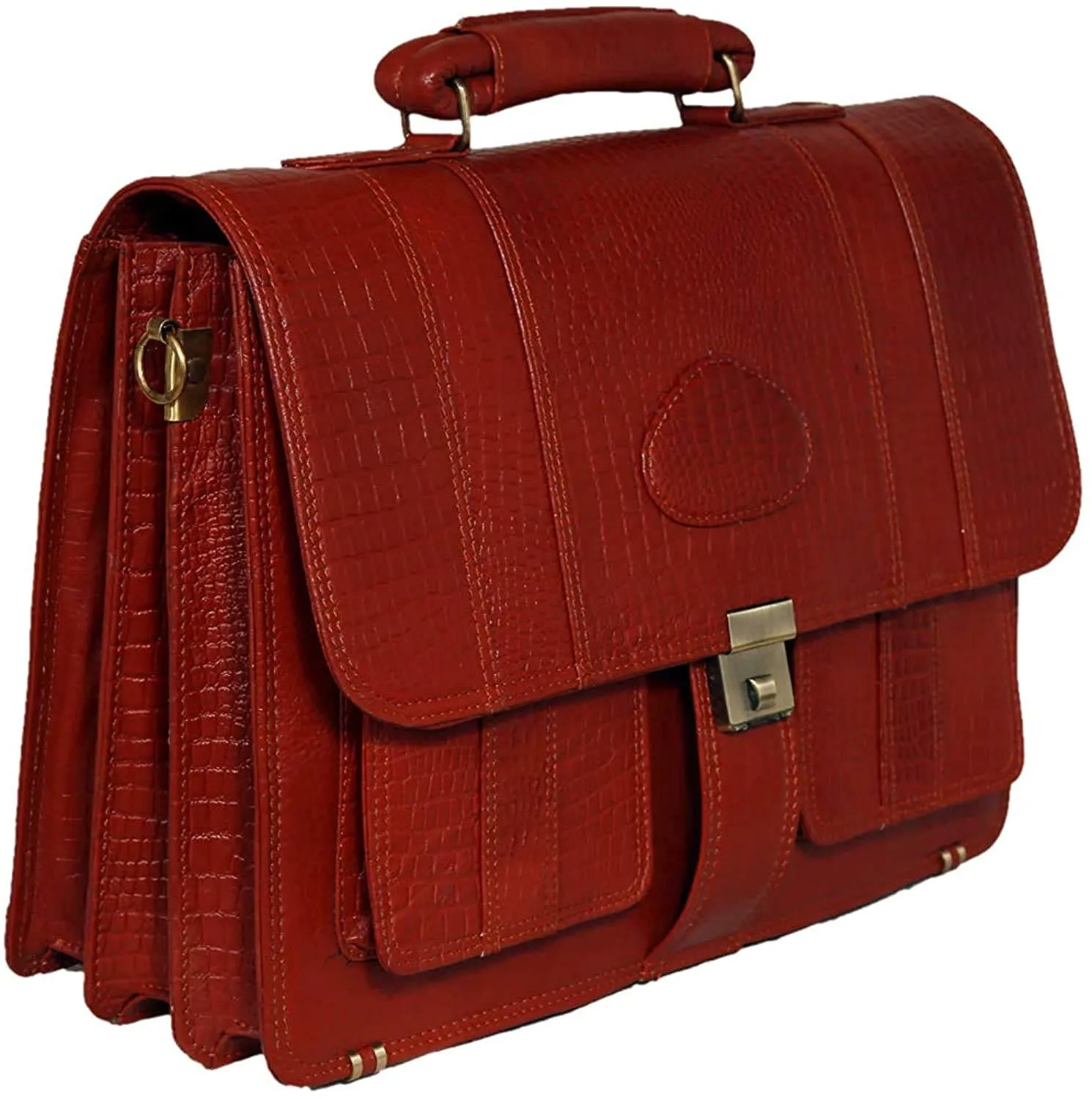 Premium Croc Brown Leather Office & Messenger Bag LB008