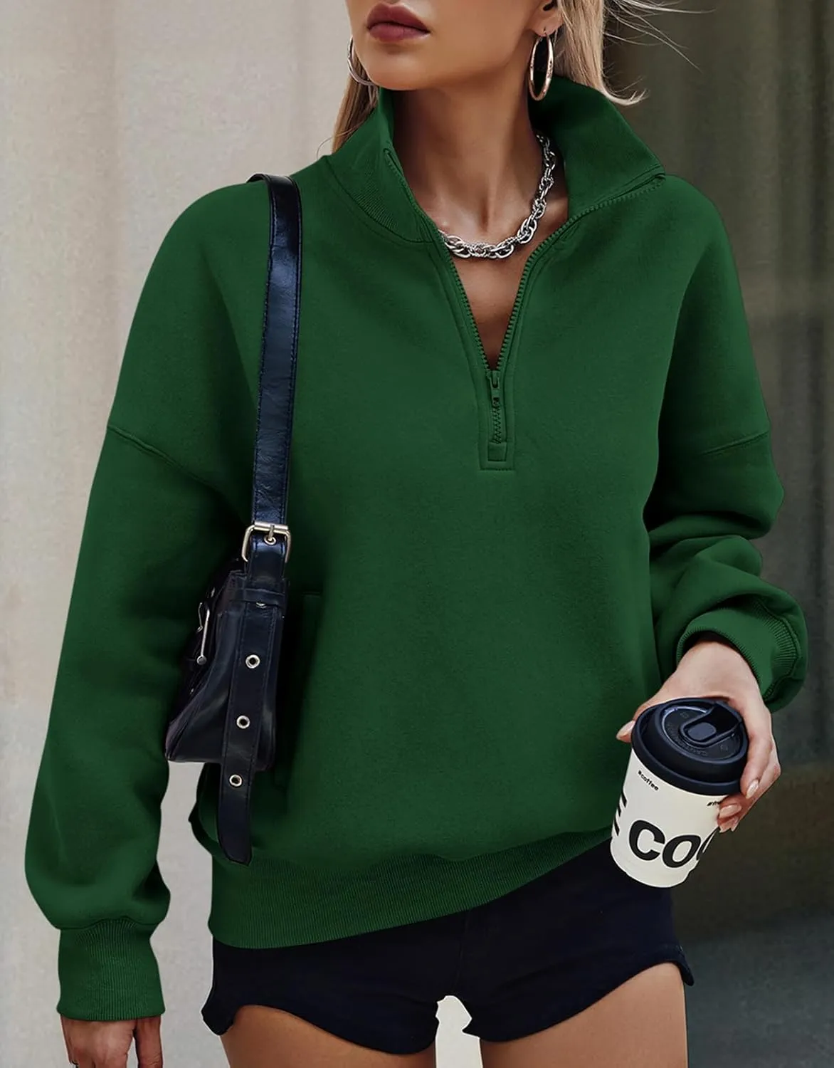 PRETTYGARDEN Womens Half Zip Sweatshirts Fleece Hoodies 2024 Trendy Long Sleeve Pullover Tops Fall Winter Outfits with Pocket