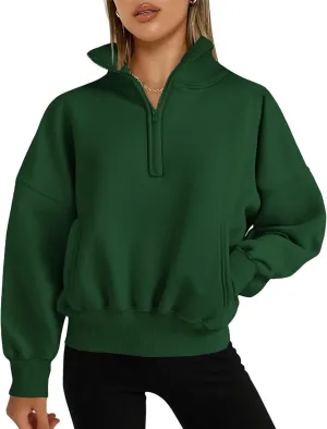 PRETTYGARDEN Womens Half Zip Sweatshirts Fleece Hoodies 2024 Trendy Long Sleeve Pullover Tops Fall Winter Outfits with Pocket