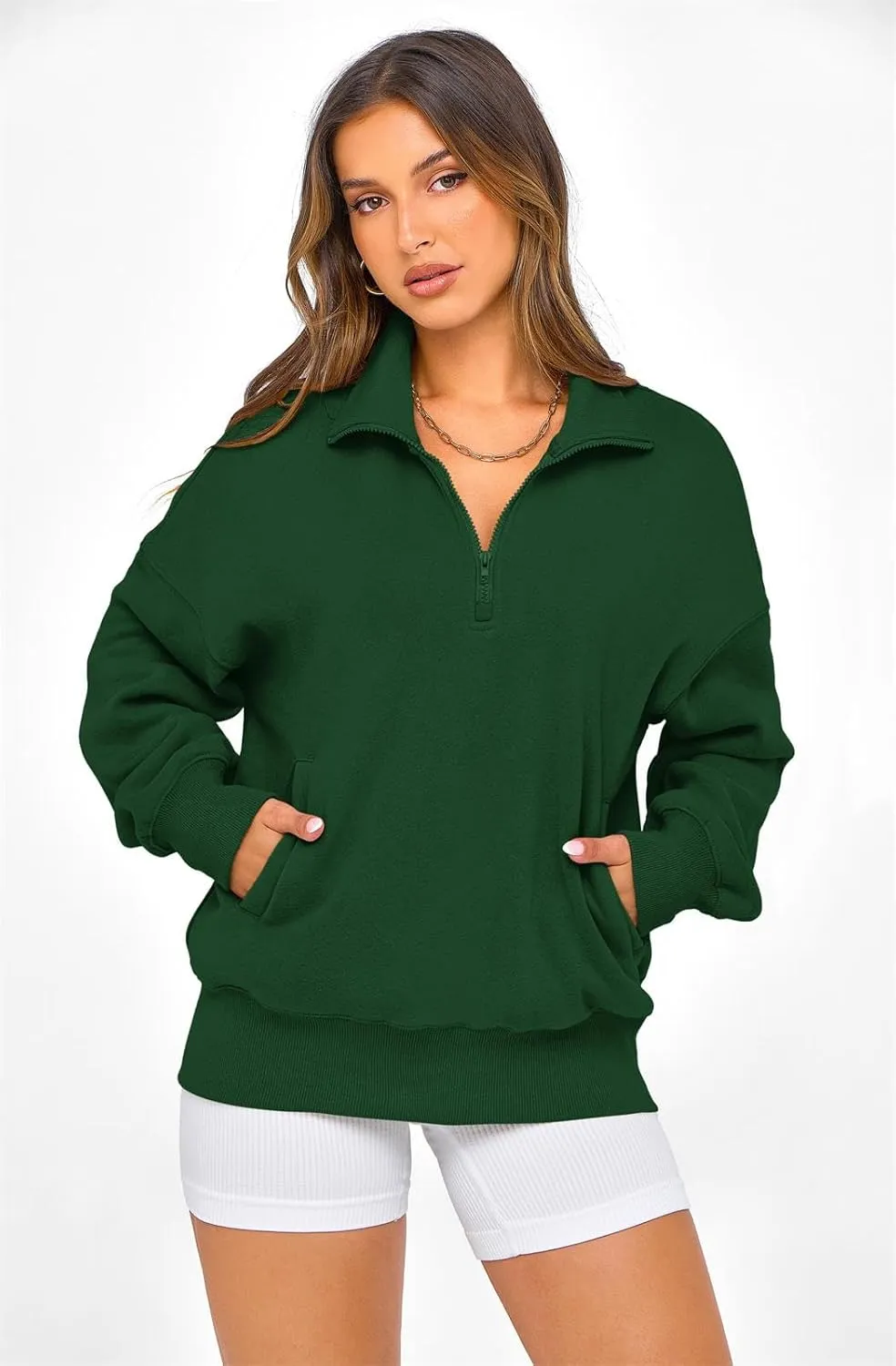 PRETTYGARDEN Womens Half Zip Sweatshirts Fleece Hoodies 2024 Trendy Long Sleeve Pullover Tops Fall Winter Outfits with Pocket