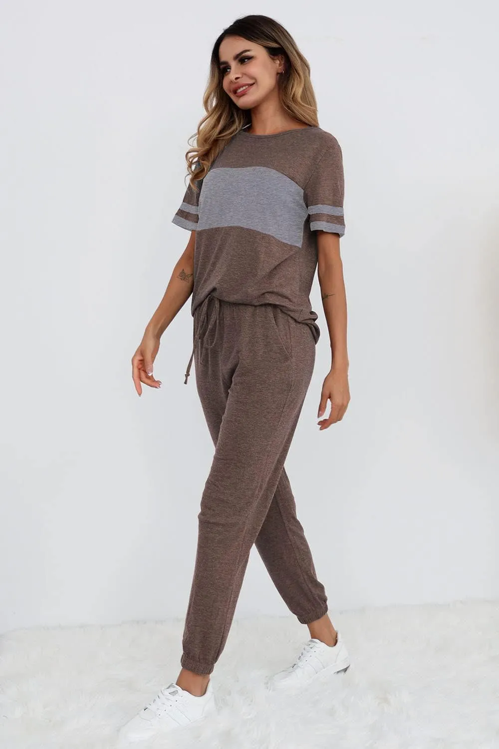 PRETTYGARDEN Women's Two Piece Lounge Sets 2025 Spring Summer Jogger Pants Vacation Outfits Travel Airplane Matching Clothes