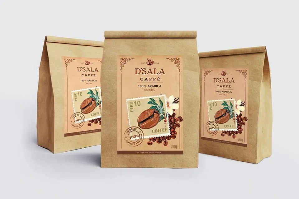Print Kraft Paper Coffee Bags with logo-branding printing