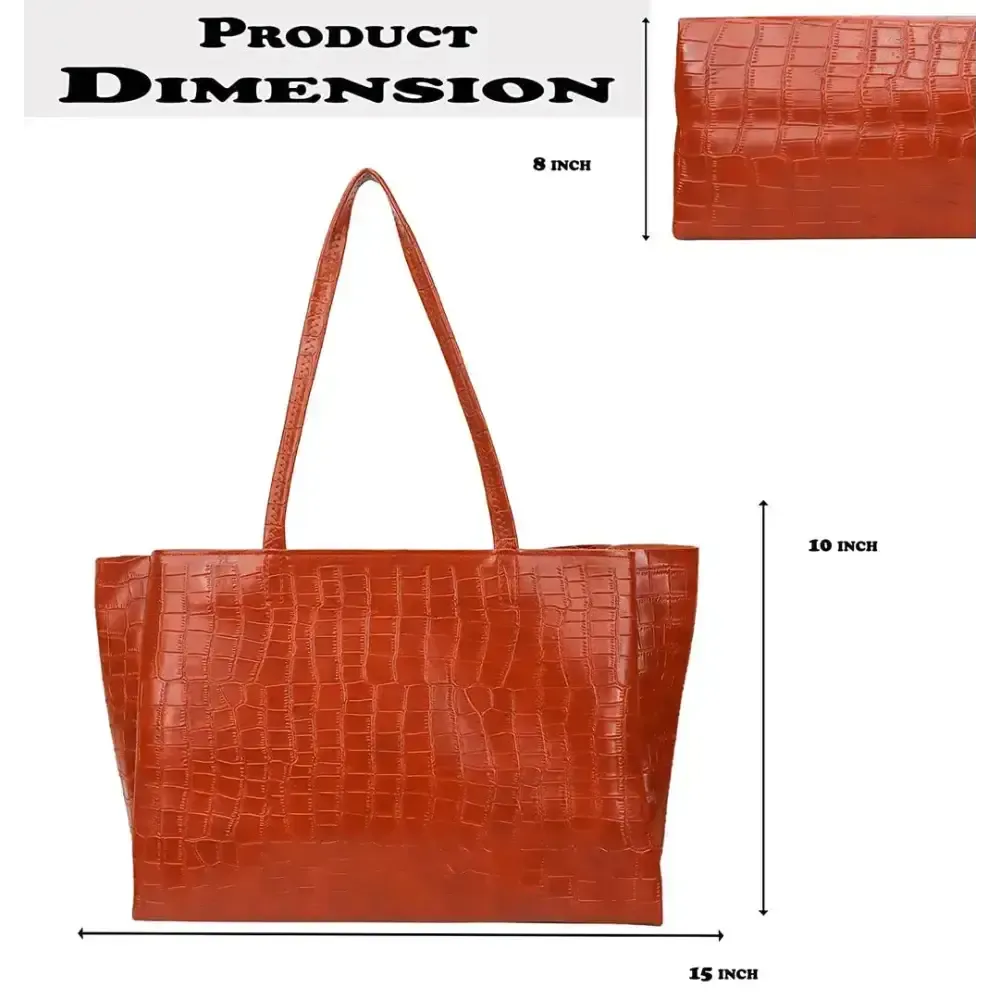 Sanverse Classic Stylish Tote Bags for Working Ladies Women Girls Formal Handbag (Tan)