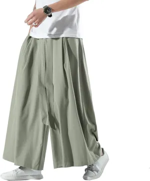 Seidarise Men's Wide Leg Casual Harem Linen Japanese Yoga Harem Pants Hip hop Joggers Baggy
