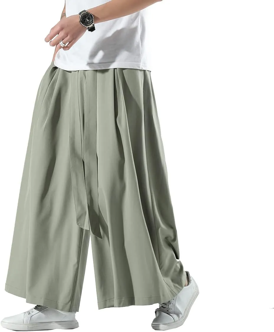 Seidarise Men's Wide Leg Casual Harem Linen Japanese Yoga Harem Pants Hip hop Joggers Baggy