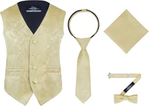 S.H. Churchill & Co. Boys 4 Piece Formal Paisley Vest and Tie Set