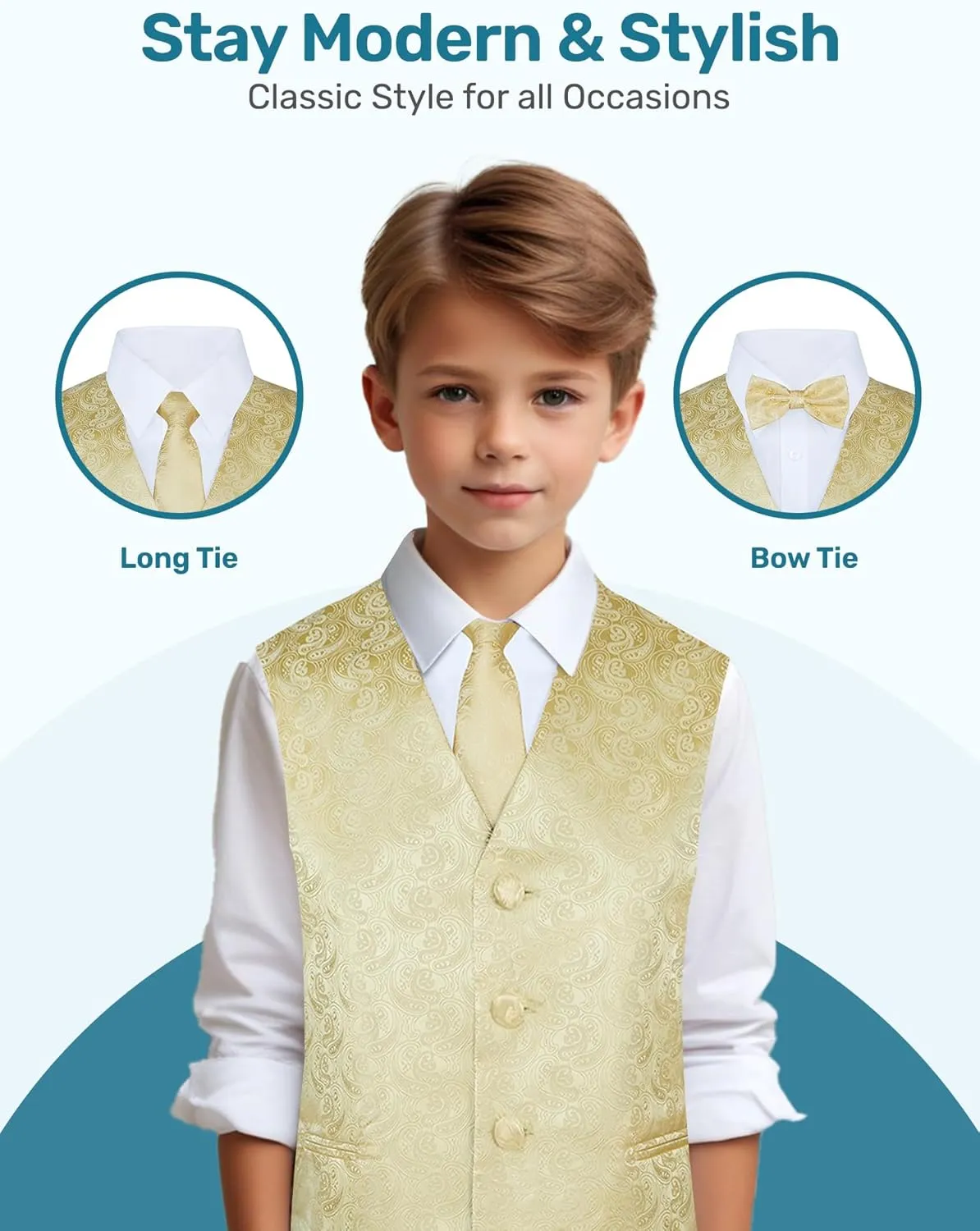 S.H. Churchill & Co. Boys 4 Piece Formal Paisley Vest and Tie Set