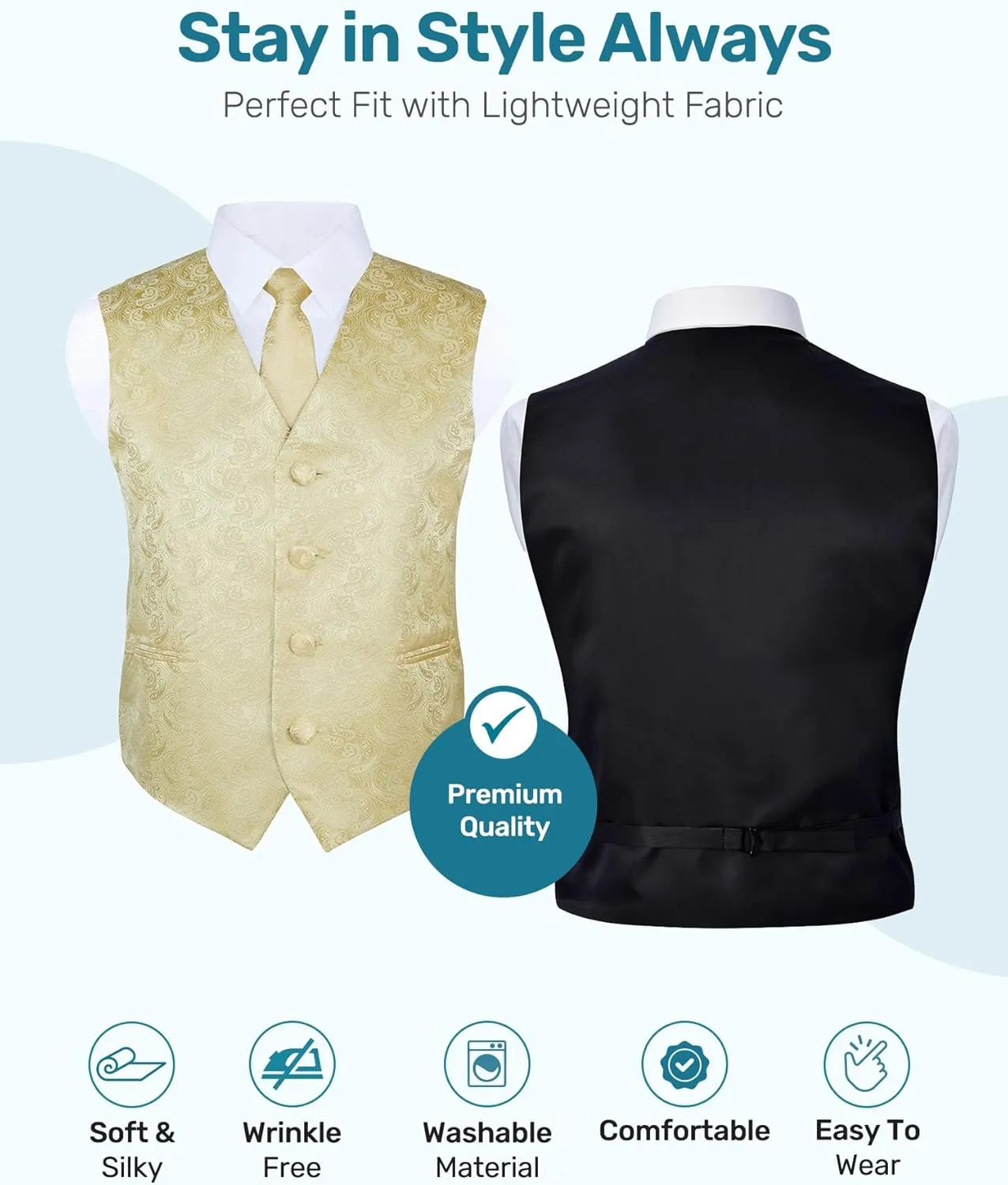 S.H. Churchill & Co. Boys 4 Piece Formal Paisley Vest and Tie Set