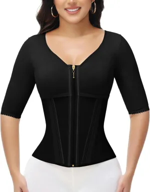 SHAPSHE Shapewear Tummy Control Tank Tops for Women Compression Long Shirts Waist Trainer Corset Body Shaper Camisole Zipper