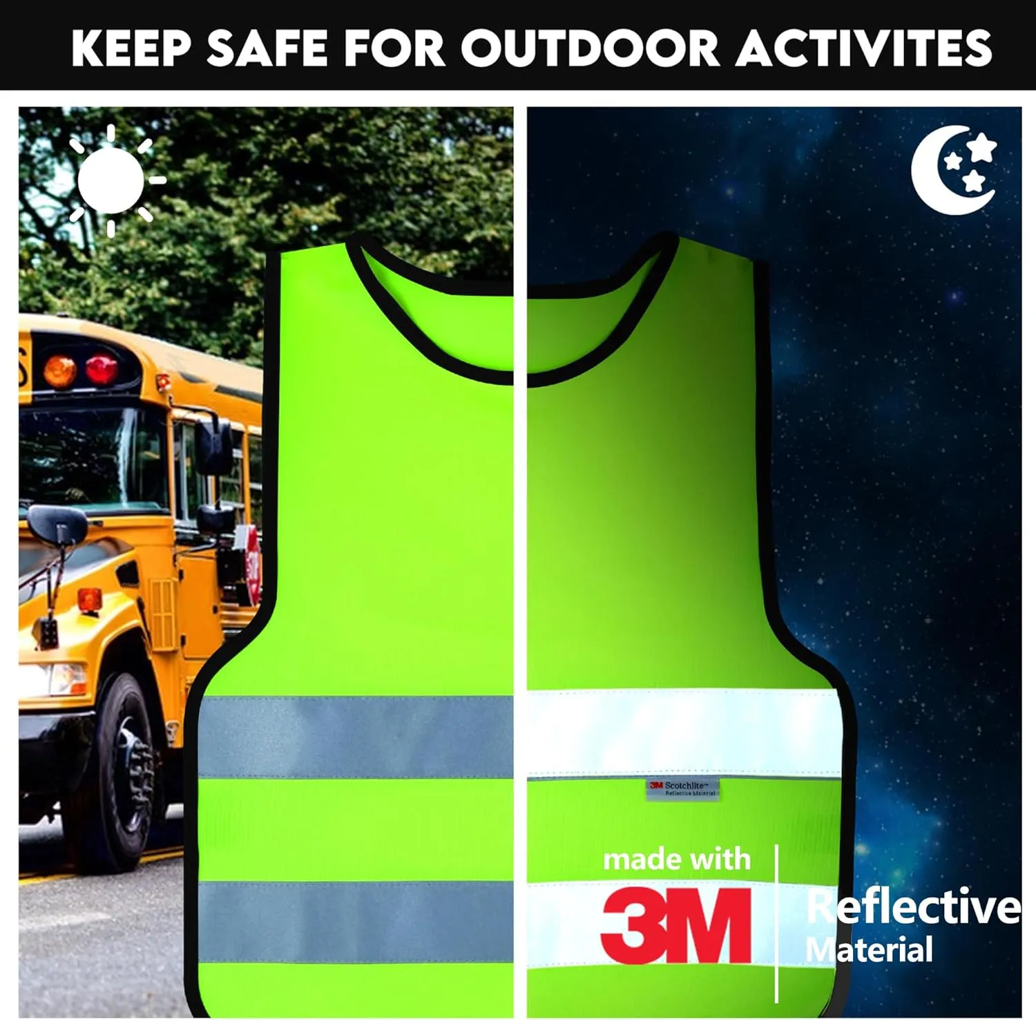 SIFE kids safety vest, made with 3m reflective material, safeguards our young adventurers