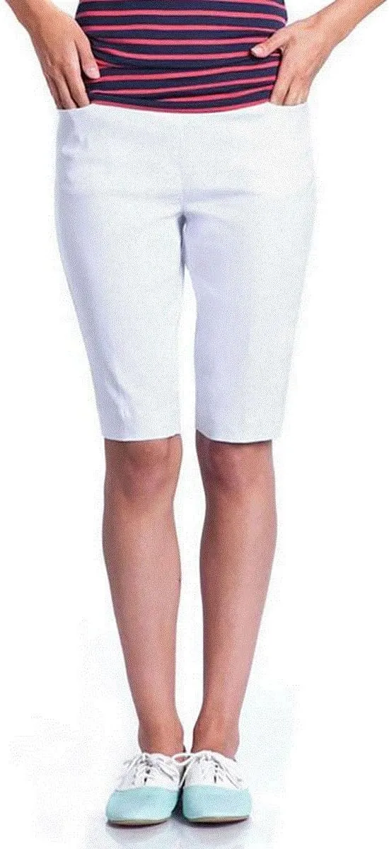 SLIM-SATION Women's Wide Band Pull-on Solid Walking Short