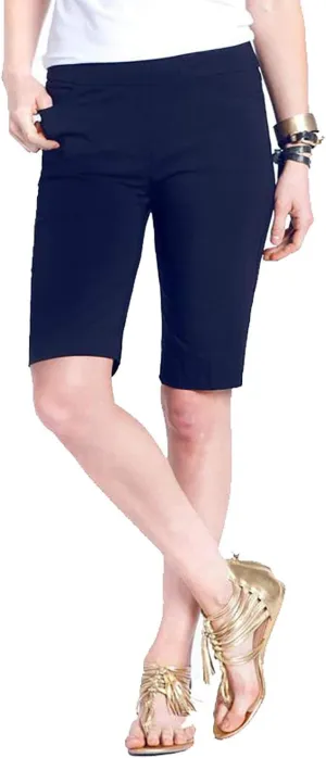 SLIM-SATION Women's Wide Band Pull-on Solid Walking Short