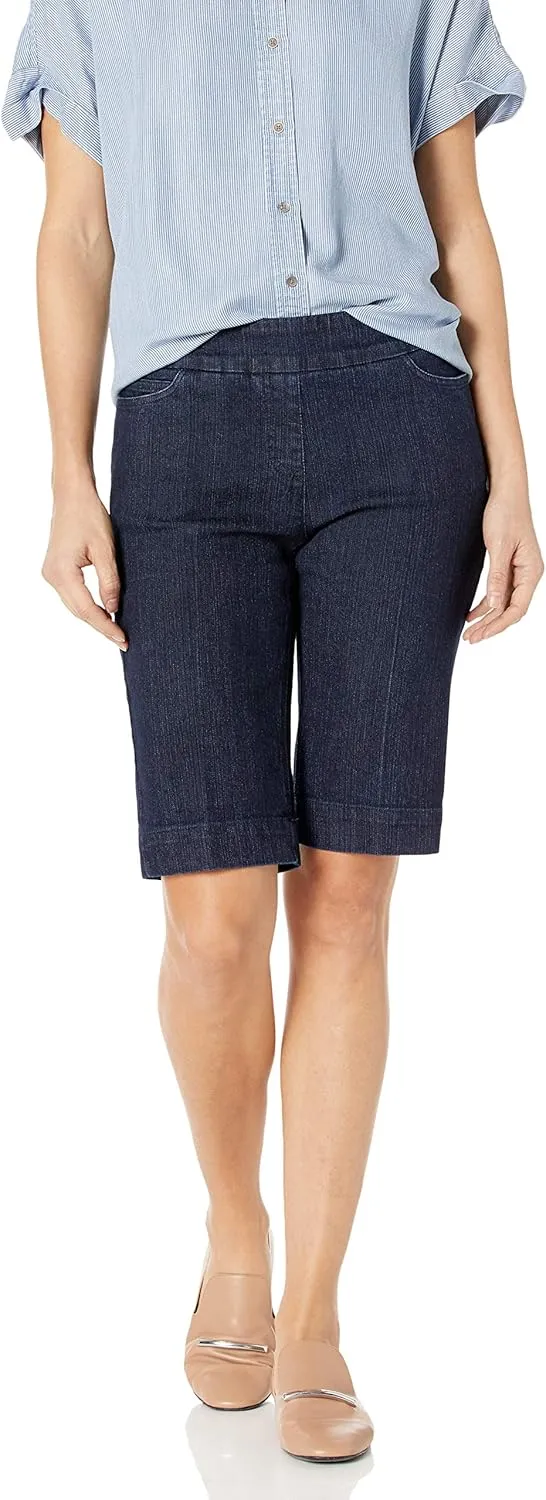 SLIM-SATION Women's Wide Band Pull-on Solid Walking Short