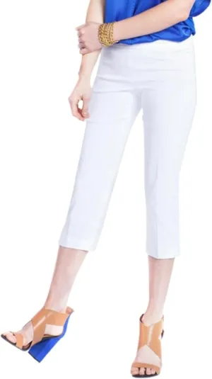 SLIM-SATION Women's Wide Band Pull on Straight Leg Capri with Tummy Control
