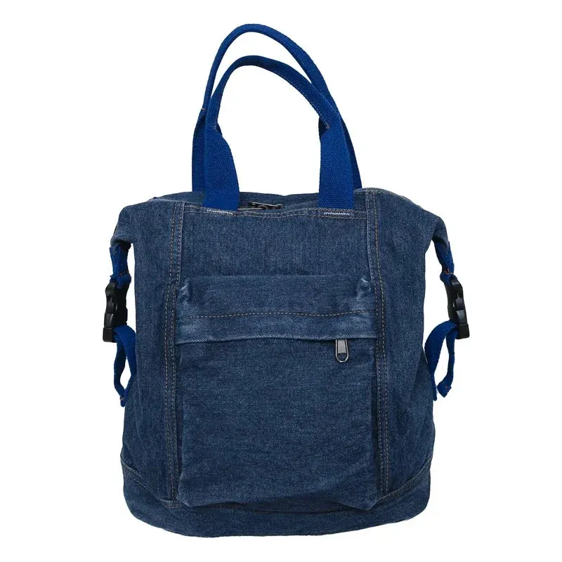 Sohiwoo Denim Zipper Ladies Backpacks Large Capacity Bags for Women 2024 Casual Versatile Free Shipping Mochilas Para Mujer