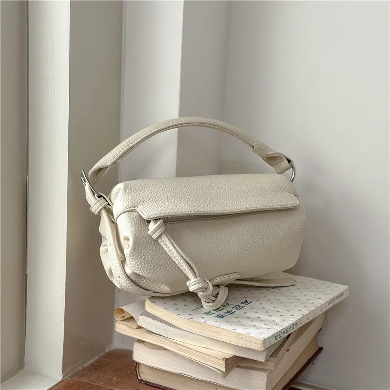 Sohiwoo Trendy All-Match Pillow Design Zipper Handbag Mini Solid Color Satchel Bag Minimalist Top Handle Purse