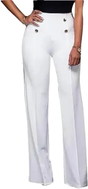 Solid Color Flare Pants Women High Waist Wide Leg Pants Office Ladies Trousers Slim Long Pants
