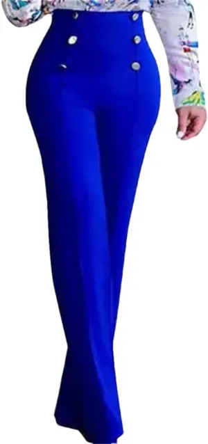 Solid Color Flare Pants Women High Waist Wide Leg Pants Office Ladies Trousers Slim Long Pants