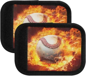 SPRIPORT Baseball Flames 2 Pack Luggage Handle Wraps for Suitcase Identifier Luggage Makers Covers with ID Tag Luggage Bag Grip Protector Saddle for Flying Airplane Travel Handbag Wallet Shopping Bag