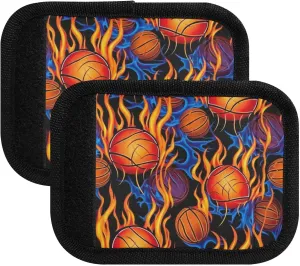SPRIPORT Basketballs Blue Fire 2 Pack Luggage Handle Wraps for Suitcase Identifier Luggage Makers Covers with ID Tag Luggage Bag Grip Protector Saddle for Travel Flying Airplane Handbag Shopping Bag