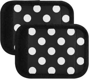 SPRIPORT Black Polka Dot 2 Pack Luggage Handle Wraps for Suitcase Identifier Luggage Makers Covers with ID Tag Luggage Bag Grip Protector Saddle for Shopping Bag Handbag Wallet Flying Airplane Travel