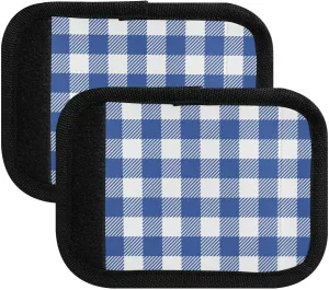 SPRIPORT Blue Buffalo Plaid Check 2 Pack Luggage Handle Wraps for Suitcase Identifier Luggage Makers Covers with ID Tag Luggage Bag Grip Protector Saddle for Shopping Bag Flying Airplane Travel