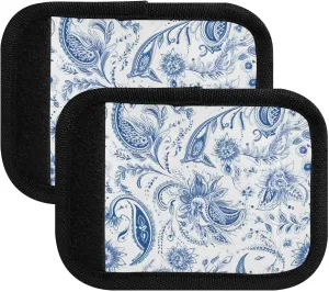 SPRIPORT Blue Paisley Floral 2 Pack Luggage Handle Wraps for Suitcase Identifier Luggage Makers Covers with ID Tag Luggage Bag Grip Protector Saddle for Flying Airplane Travel Handbag Shopping Bag