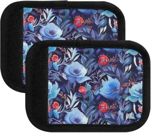 SPRIPORT Blue Purple Flowers Red 2 Pack Luggage Handle Wraps for Suitcase Identifier Luggage Makers Covers with ID Tag Luggage Bag Grip Protector Saddle for Shopping Bag Flying Airplane Travel