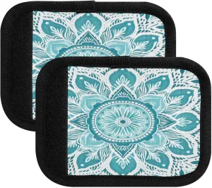 SPRIPORT Blue White Mandala 2 Pack Luggage Handle Wraps for Suitcase Identifier Luggage Makers Covers with ID Tag Luggage Bag Grip Protector Saddle for Travel Flying Airplane Handbag Shopping Bag