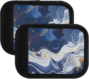 SPRIPORT Blue White Marble 2 Pack Luggage Handle Wraps for Suitcase Identifier Luggage Makers Covers with ID Tag Handle Protective Cover for Handbag Wallet Shopping Bag Flying Airplane Travel