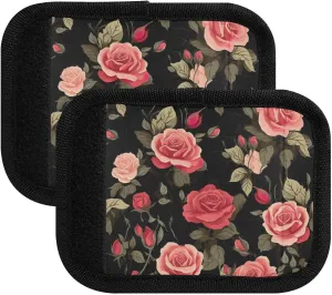 SPRIPORT Bright Red Roses 2 Pack Luggage Handle Wraps for Suitcase Identifier Luggage Makers Covers with ID Tag Luggage Bag Grip Protector Saddle for Travel Flying Airplane Handbag Shopping Bag