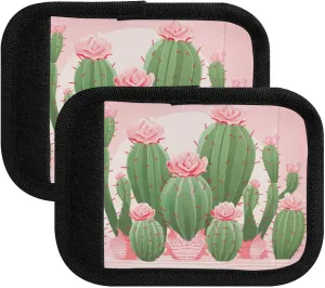 SPRIPORT Cactus Flower Pink 2 Pack Luggage Handle Wraps for Suitcase Identifier Luggage Makers Covers with ID Tag Luggage Bag Grip Protector Saddle for Flying Airplane Travel Shopping Bag Handbag