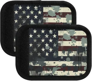 SPRIPORT Camouflage America Flag 2 Pack Luggage Handle Wraps for Suitcase Identifier Luggage Makers Covers with ID Tag Handle Protective Cover for Flying Airplane Travel Handbag Wallet Shopping Bag
