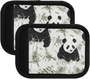 SPRIPORT Cartoon Pandas 2 Pack Luggage Handle Wraps for Suitcase Identifier Luggage Makers Covers with ID Tag Luggage Bag Grip Protector Saddle for Shopping Bag Handbag Wallet Flying Airplane Travel