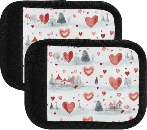 SPRIPORT Colored Heart Valentine 2 Pack Luggage Handle Wraps for Suitcase Identifier Luggage Makers Covers with ID Tag Luggage Bag Grip Protector Saddle for Travel Flying Airplane Shopping Bag
