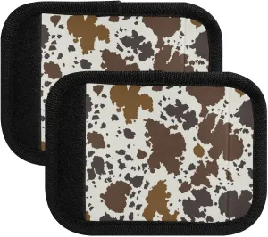 SPRIPORT Cow Skin Print 2 Pack Luggage Handle Wraps for Suitcase Identifier Luggage Makers Covers with ID Tag Grips Luggage Accessories for Travel Flying Airplane Shopping Bag Handbag Wallet