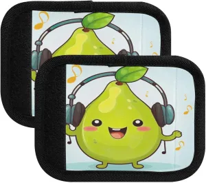 SPRIPORT Cute Green Pear Headphones 2 Pack Luggage Handle Wraps for Suitcase Identifier Luggage Makers Covers with ID Tag Luggage Bag Grip Protector Saddle for Travel Flying Airplane Shopping Bag