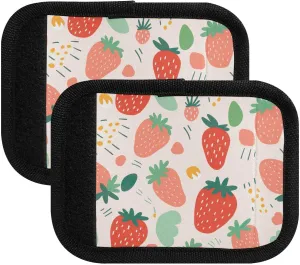 SPRIPORT Cute Strawberries 2 Pack Luggage Handle Wraps for Suitcase Identifier Luggage Makers Covers with ID Tag Luggage Bag Grip Protector Saddle for Shopping Bag Handbag Flying Airplane Travel
