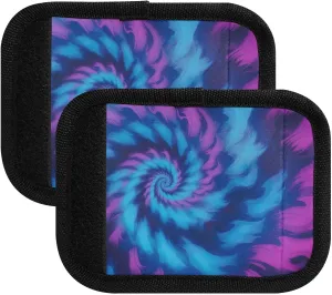 SPRIPORT Fashion Colorful Tie Dye 2 Pack Luggage Handle Wraps for Suitcase Identifier Luggage Makers Covers with ID Tag Luggage Bag Grip Protector Saddle for Travel Flying Airplane Shopping Bag